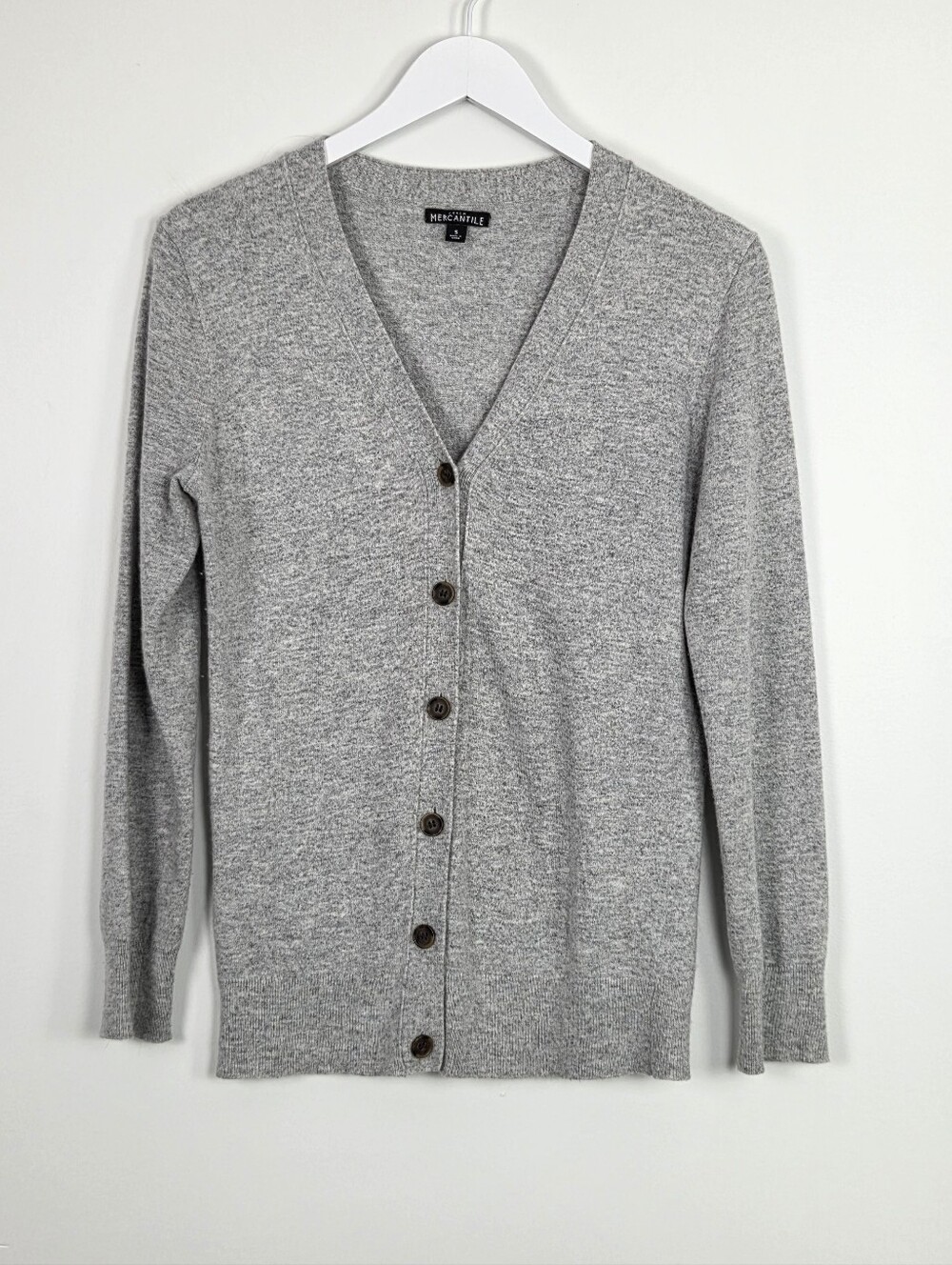 J. Crew Mercantile Button-Up Gray Classic Layering Wool Blend Cardigan Sweater S